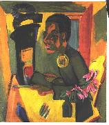 Ernst Ludwig Kirchner Selfportrait with easel Germany oil painting artist